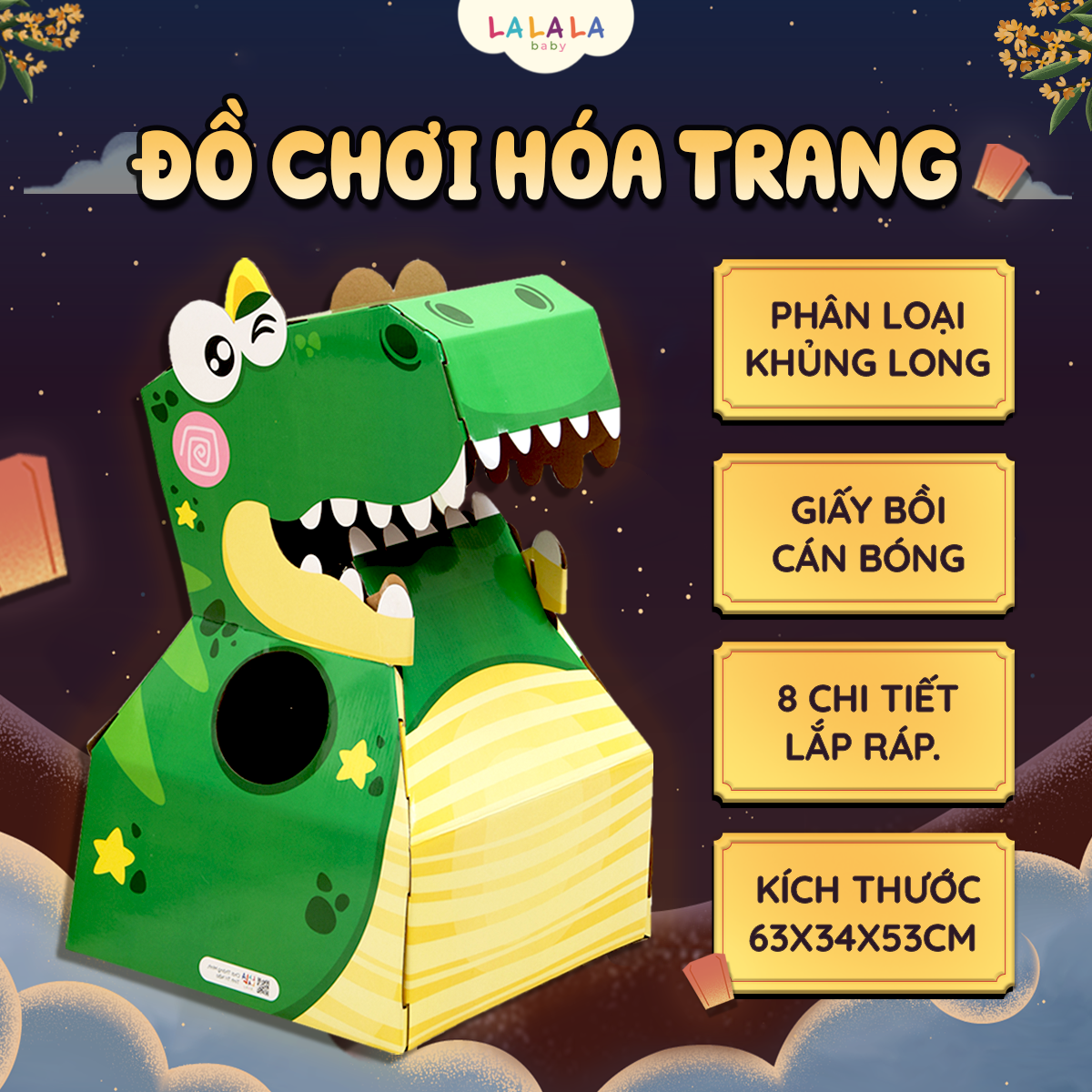 Mô hình hoá trang Kỳ lân Khủng long - Đồ chơi trung thu cho bé Lalala baby Mẫu 2024 DIY ghép thành con vật
