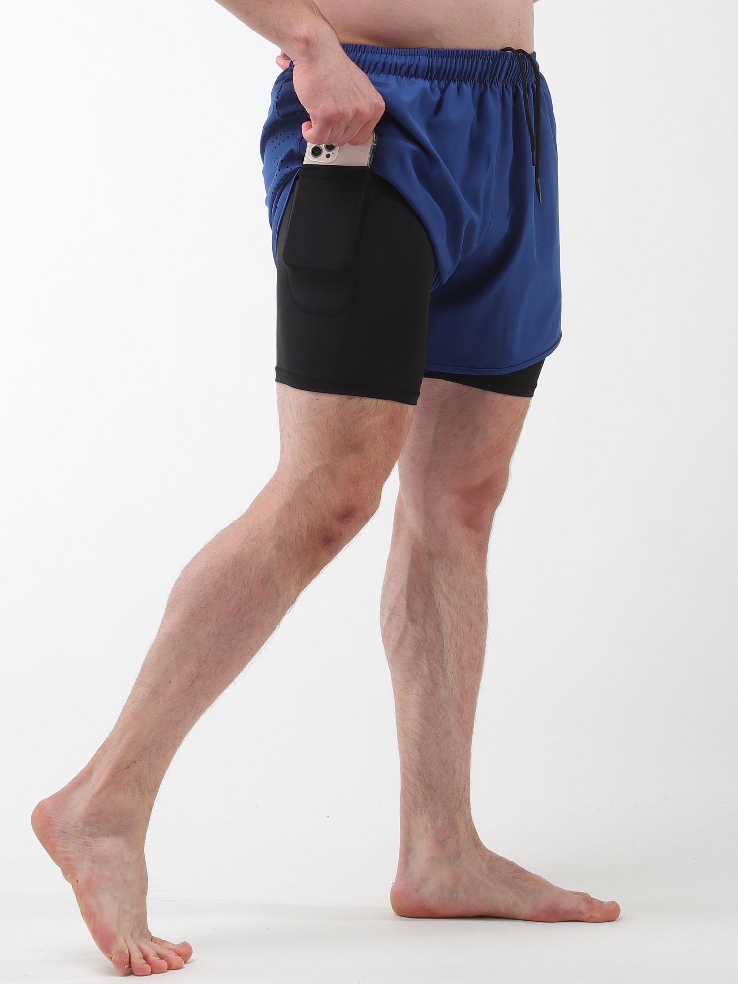 Quần short thể thao nam có lót 2 trong 1 kèm túi Quần short thể dục chạy xe đạp nhanh khô