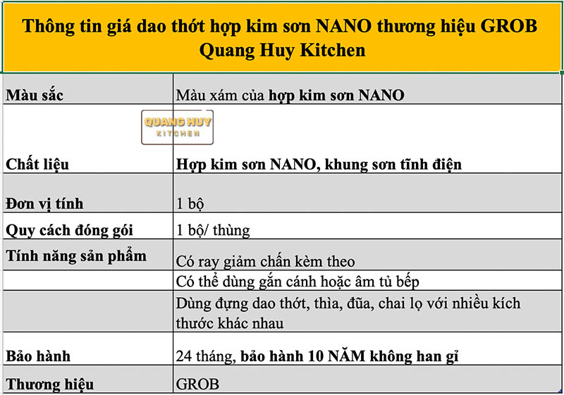 Giá để dao thớt gia vị sơn nano bảo hành han gỉ 10 năm