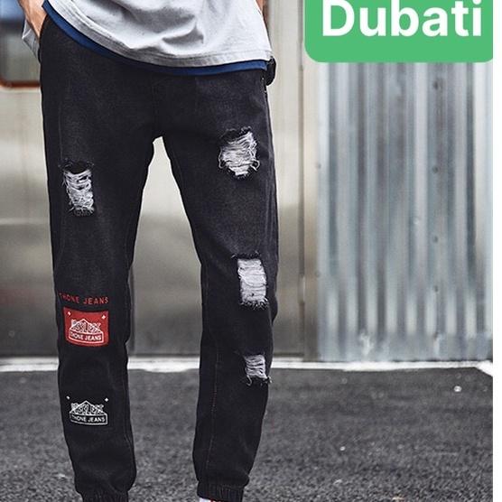 QUẦN JOGGER JEAN NAM CHẤT BÒ ĐEN ỐNG TÚM RỘNG DÀI PHONG CÁCH HÀN QUỐC- DB 1019- DUBATI FASHION