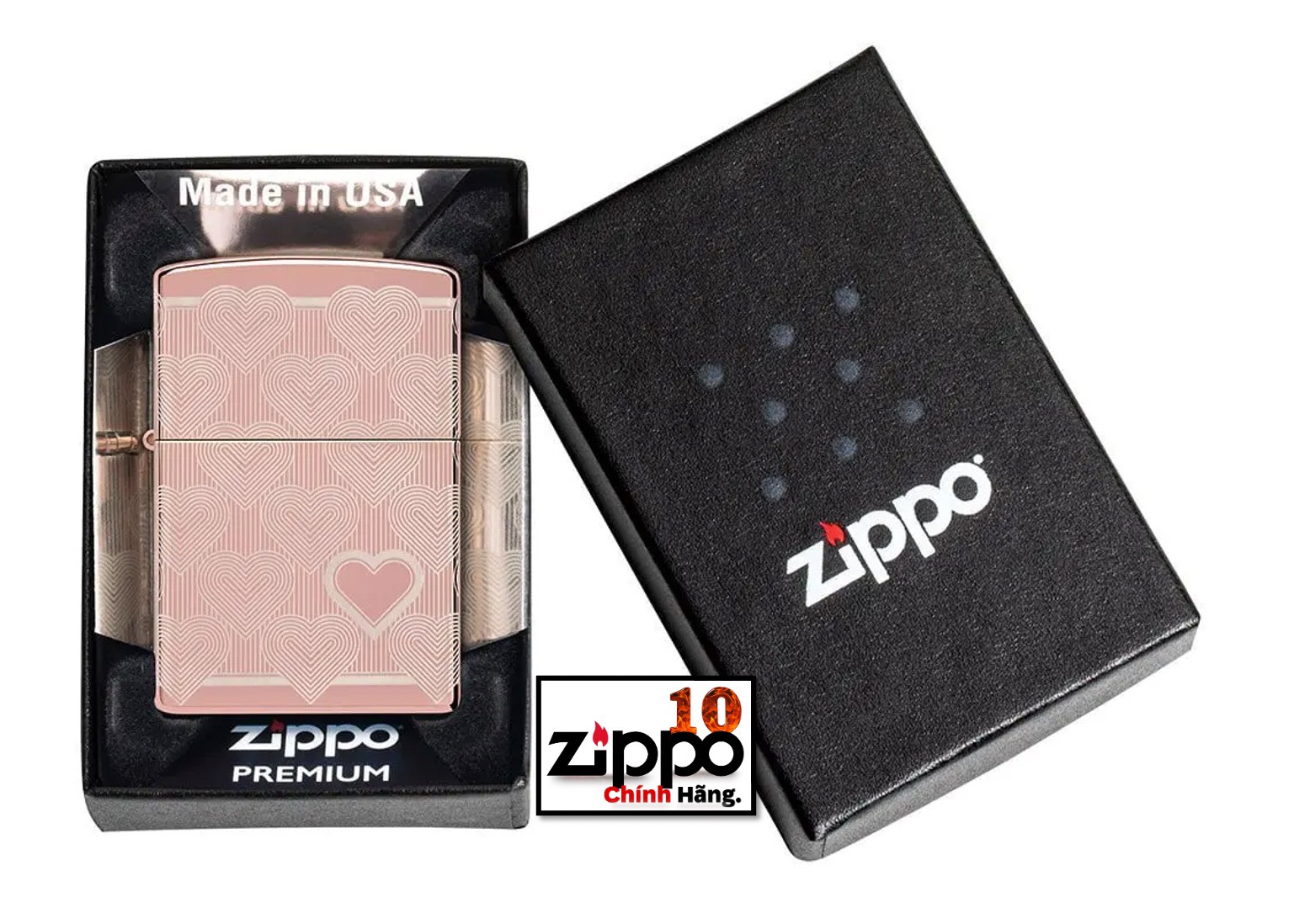 Bật lửa ZIPPO 49811 Heart Design - Chính hãng 100%