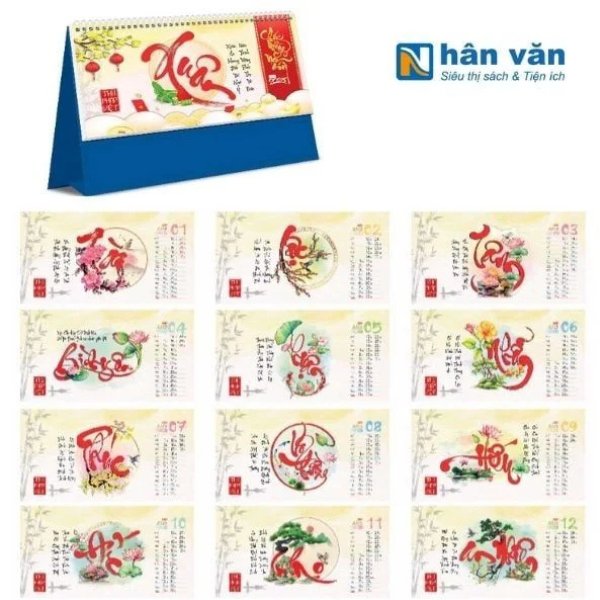 Lịch 2025 -  Lịch bàn A 24 x 18cm - Lịch Hoa Niên