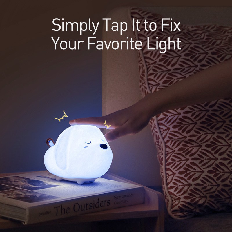 Đèn Ngủ Hình Thú Dễ Thương Cute Series Silicone Night Light Với Dung Lượng Pin 1100mah, Cảm Biến Sáng - Hàng Chính Hãng Baseus