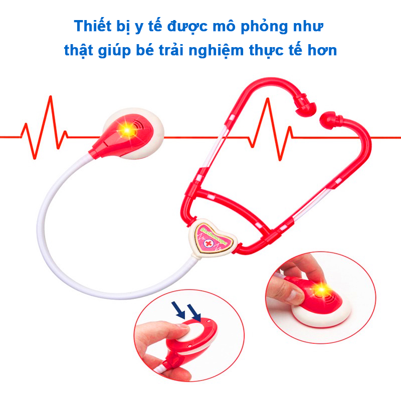 Bộ đồ chơi bác sĩ cho bé 33 chi tiết bổ ích thú vị bằng nhựa nguyên sinh ABS cao cấp an toàn cho bé - DC043