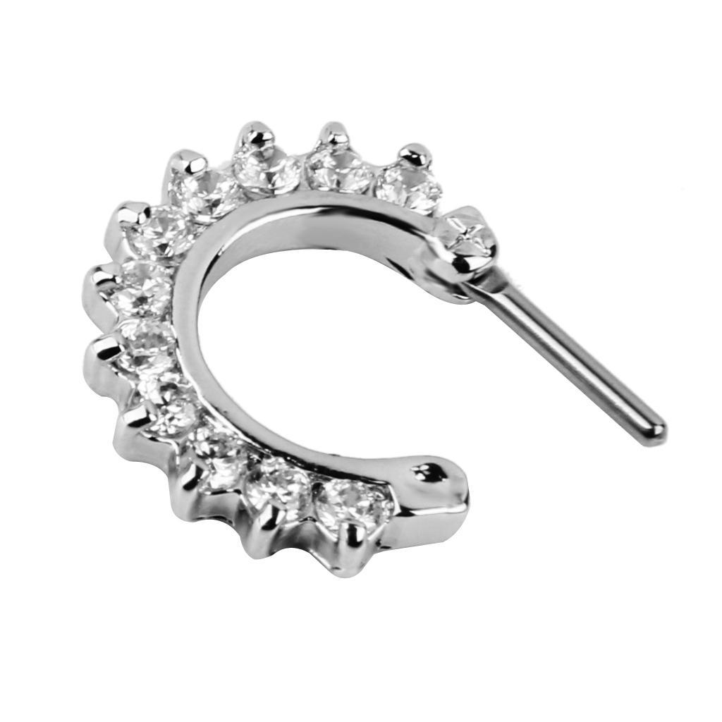 14G Diamante Crystal Septum Clicker Nose Shield Ring Helix Piercing Jewelry