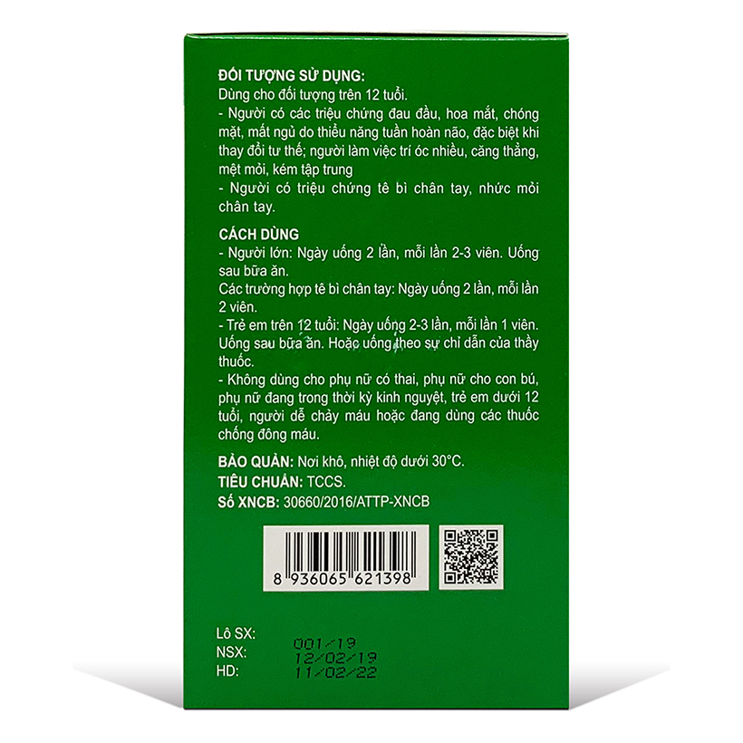 Thực phẩm bảo vệ sức khoẻ Hoạt Huyết Mạch Não Vương - Hộp 50 viên
