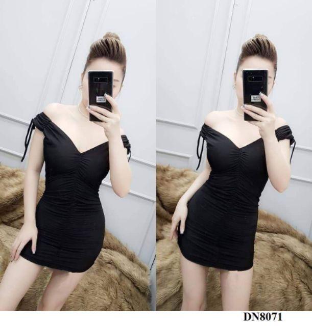Đầm body bẹt vai rút nhúng