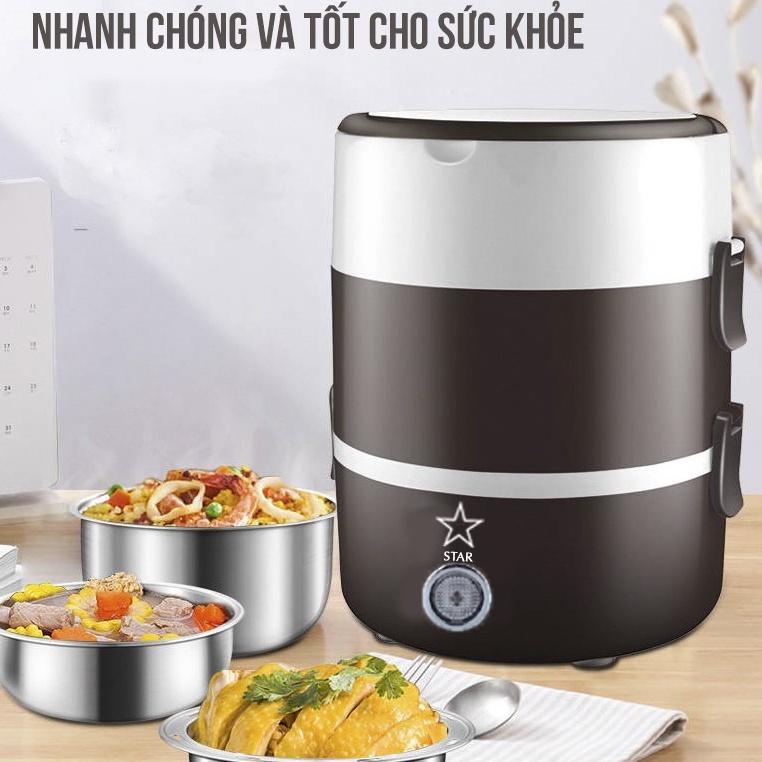 Hộp Cơm Giữ Nhiệt 3 Tầng Inox - Hộp Cơm Ủ Nhiệt Văn Phòng