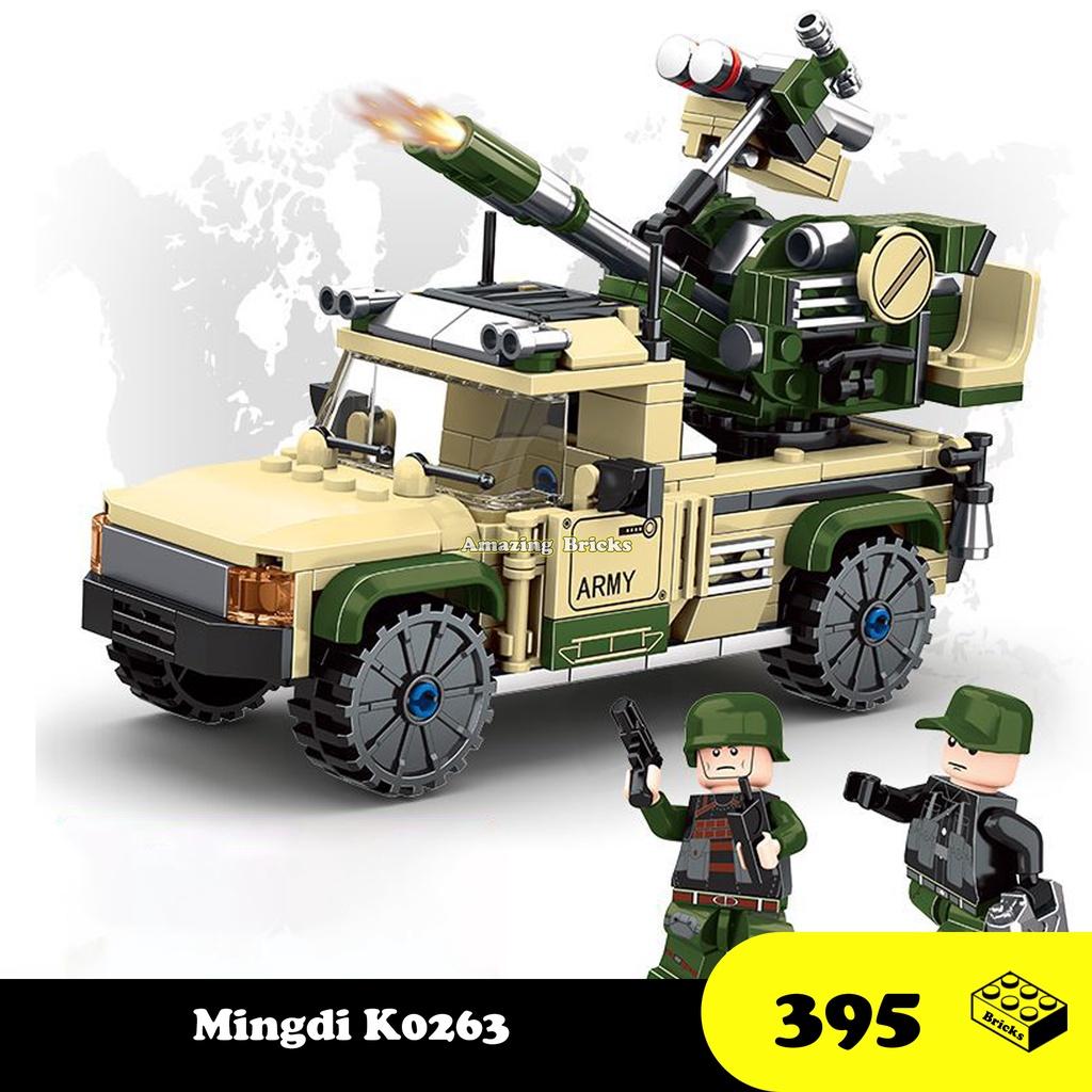 Đồ chơi Lắp ráp Xe Humvee Quân sự, Mingdi K0263 Heavy Weapons, Xếp hình thông minh, Mô hình quân sự