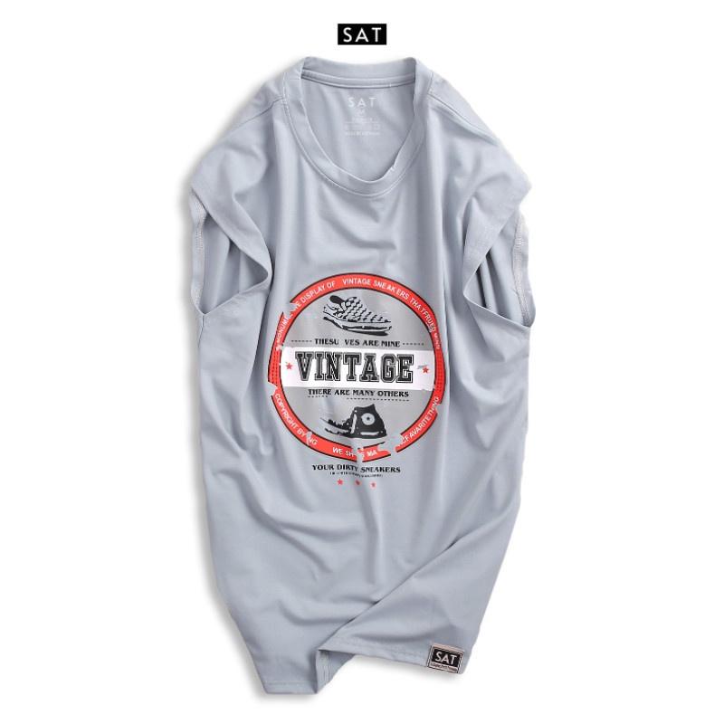 Áo thun ba lỗ tanktop nam VINTAGE-03, vải cotton mềm mịn, dày dặn, trẻ trung chuẩn form SAT