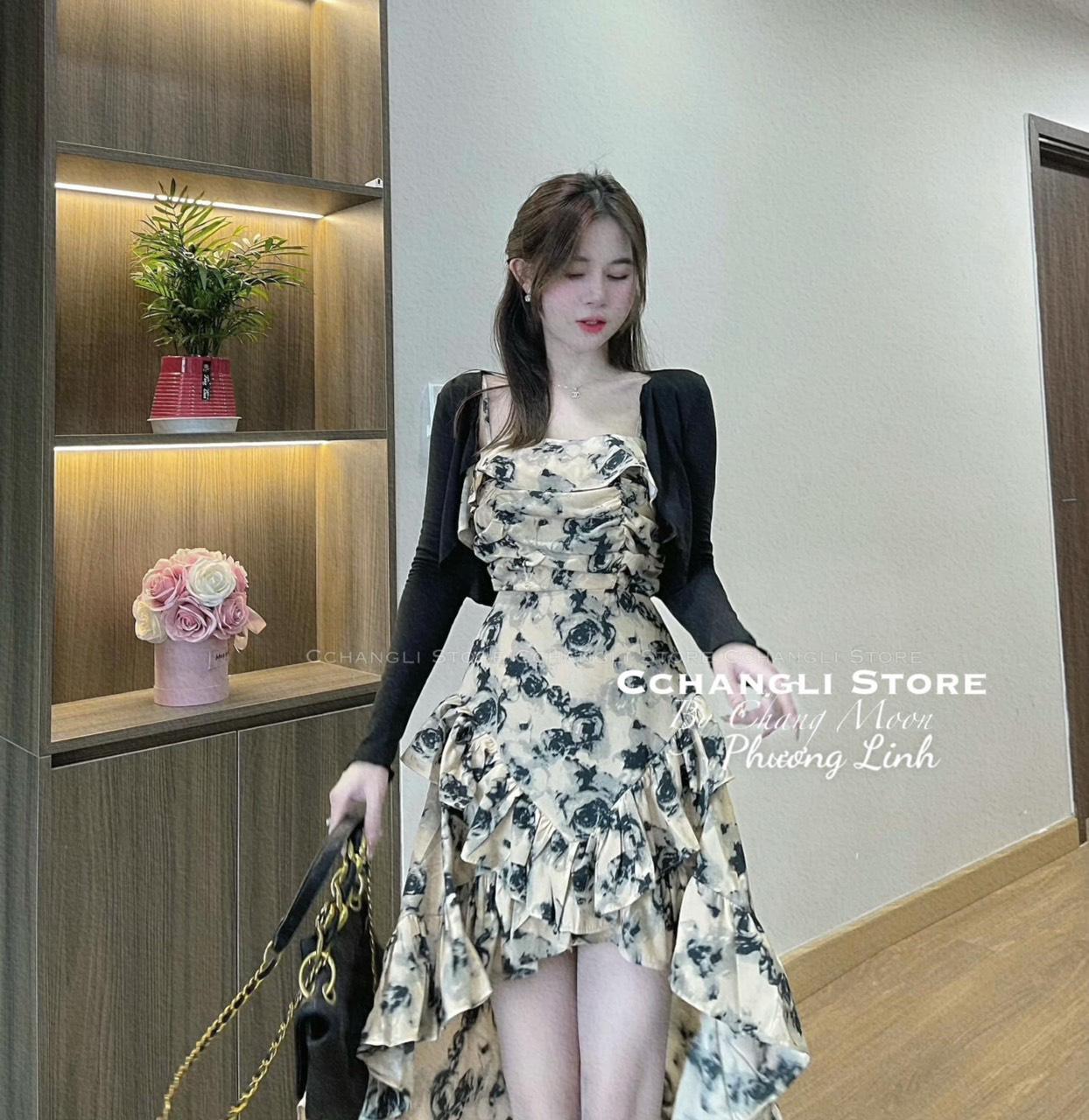 SET ĐI CHƠI, SET VÁY 2S HOA ĐUÔI XÒE PHỐI KHOÁC VÁY CỰC KUTE