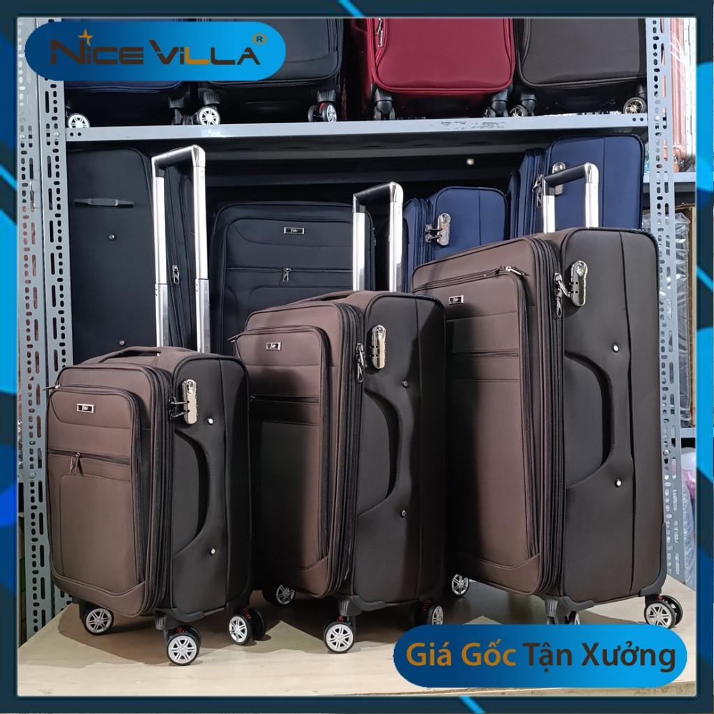 Vali Vải Cao Cấp NiceVilla, Khóa Kéo Mở Rộng thêm 3cm Có Các Size 20/24/28 Inch Mẫu Mới - Đen