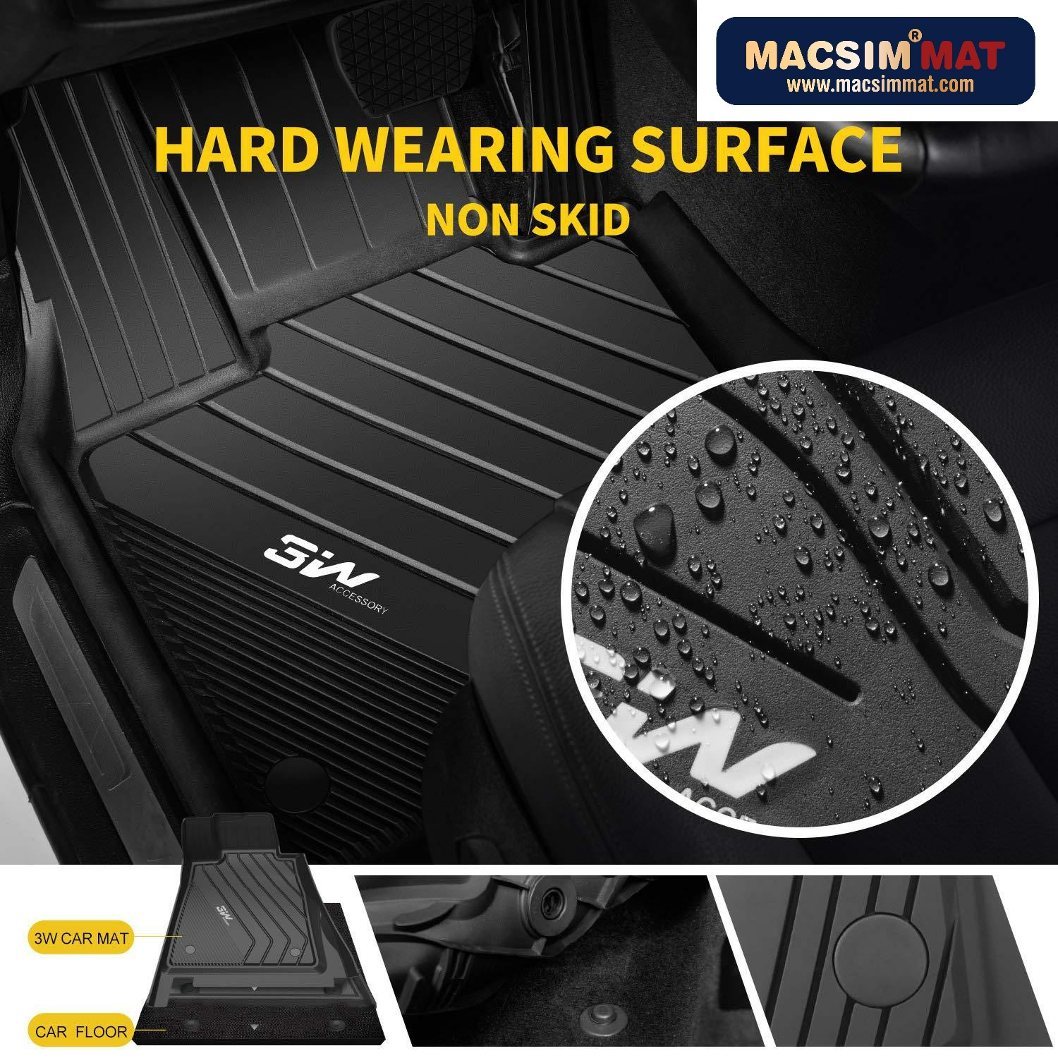 Thảm lót sàn xe ô tô  BMW M3 2012- đến nay nhãn hiệu Macsim 3W - chất liệu nhựa TPE đúc khuôn cao cấp - màu đen