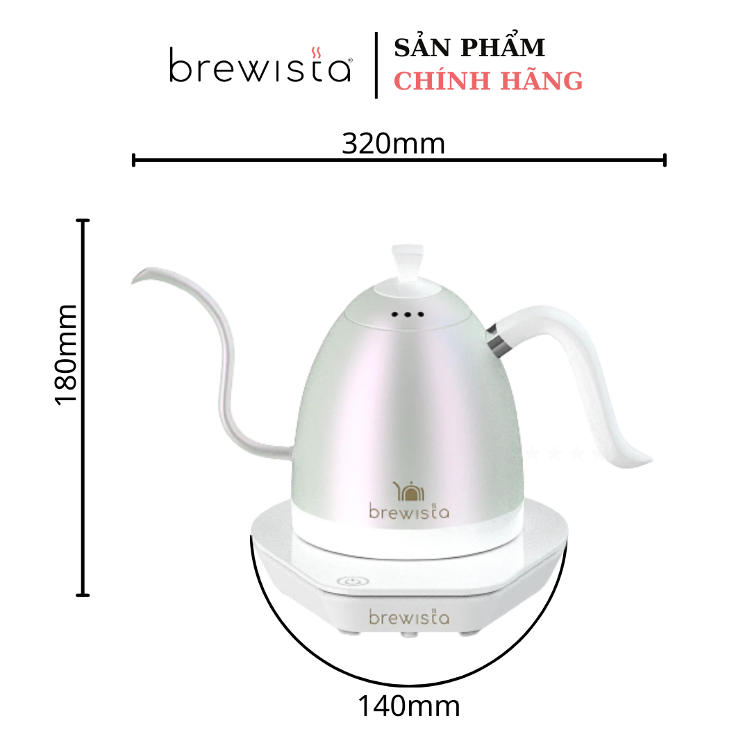 Ấm đun kiểm soát nhiệt độ Brewista 600ml - Aurora White