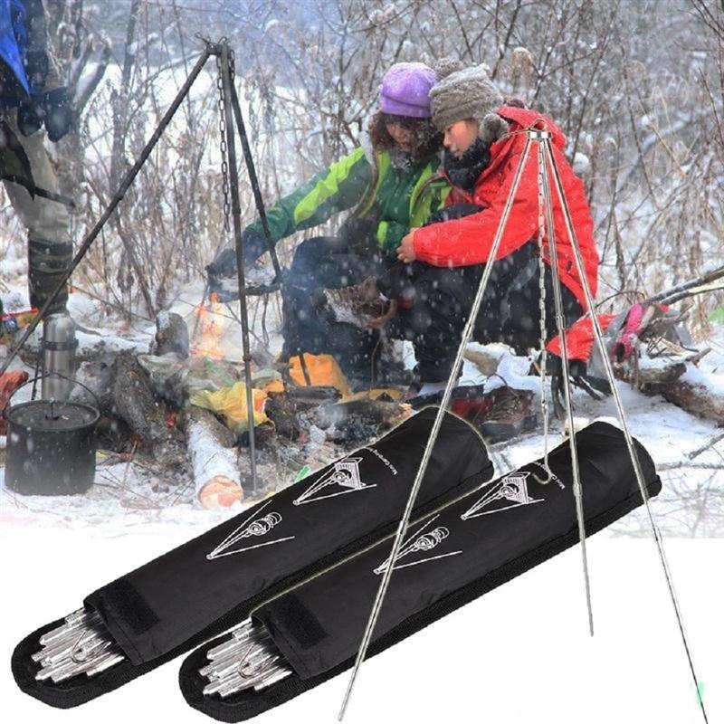 3-section Outdoor Campfire Tripod Camping Supplies Portable Hanging Pot Picnic