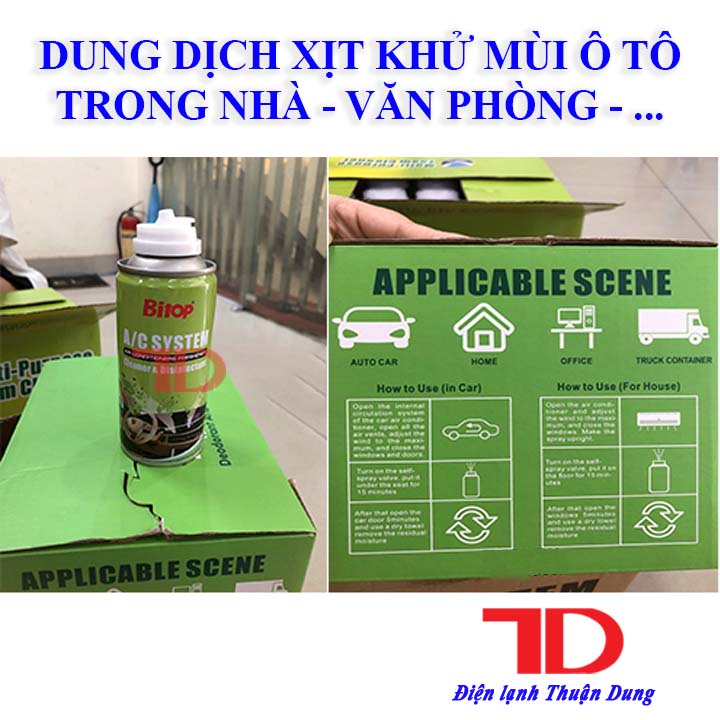 Chai xịt khử mùi vệ sinh ô tô làm mát điều hòa không khí BITOP, dung dịch xịt làm sạch không khí trong xe - Điện Lạnh Thuận Dung