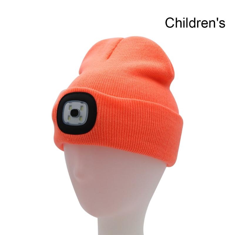 USB Mũ có thể sạc lại mũ dệt kim với đèn LED cao độ sáng của trẻ em mũ thứ 4 LED Night Lighting Beanie Mũ bean Color: FY