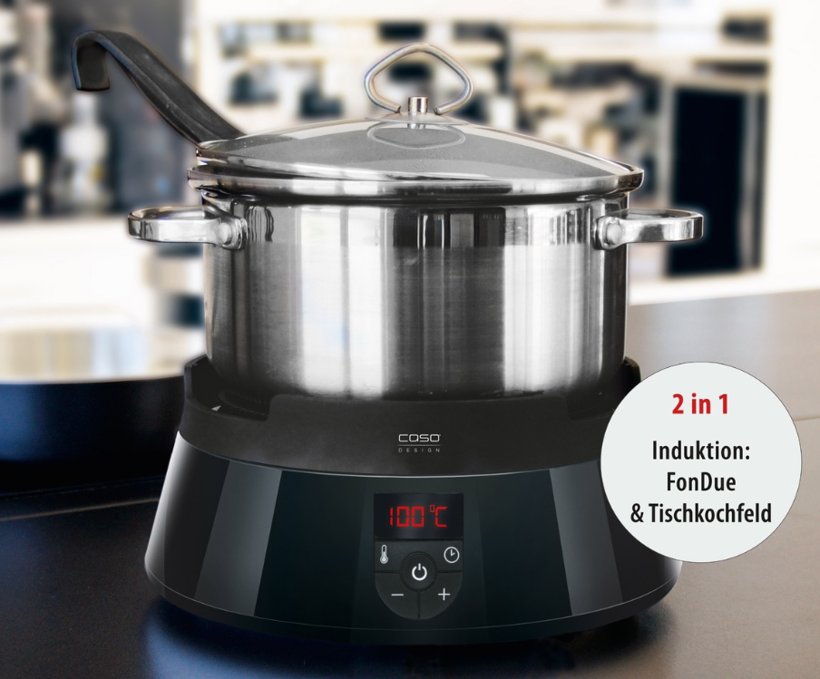 Nồi Lẩu Bếp Từ CASO Induktions-FonDue Schwarz, Phong Cách Châu Âu Đủ 8 Người Dùng, Dung Tích 2.5L, Công Suất 1000W - Hàng Nhập Khẩu Đức