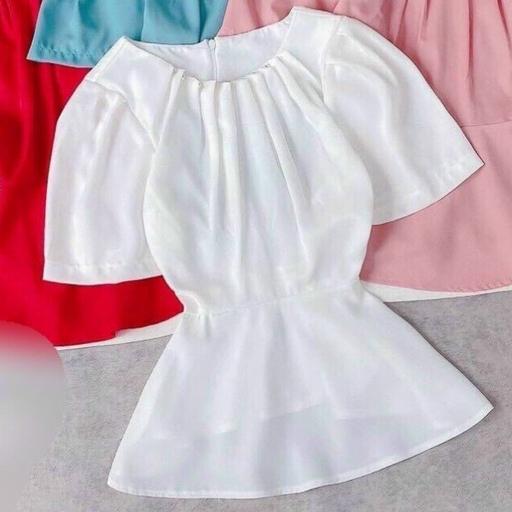 [L2M] Áo sơ mi kiểu nữ peplum CỔ XẾP LY ĐÍNH NGỌC có chun lưng giấu bụng hiệu quả