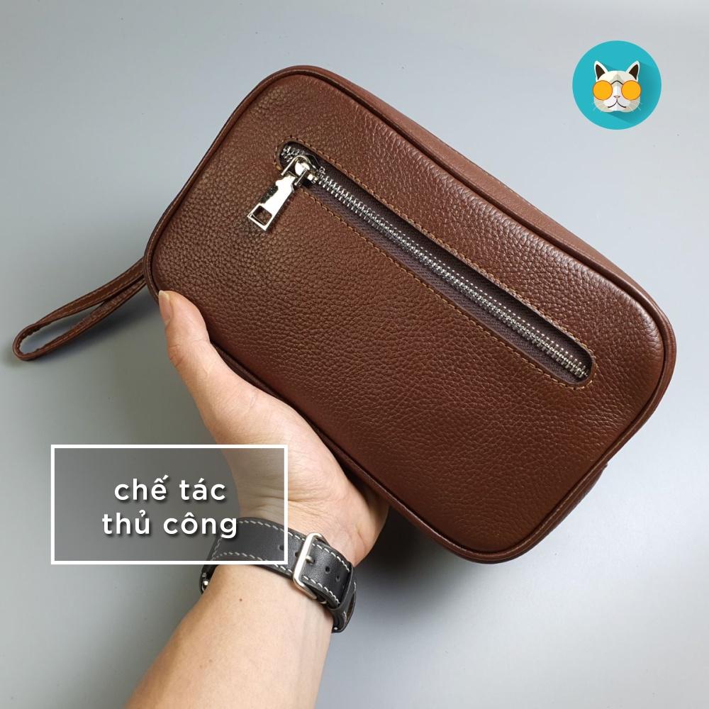 Clutch hộp da bò CL133 (Đen/Nâu