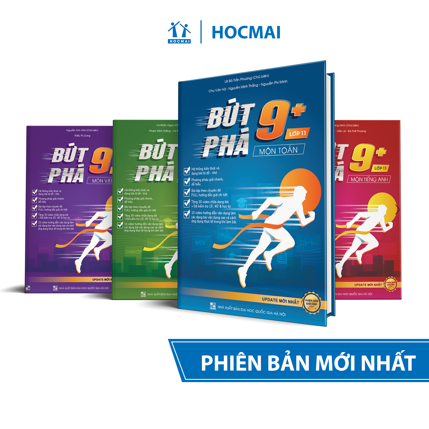 Combo 4 sách Bứt phá 9+ lớp 11 môn Toán, Hóa học, Vật lí, Tiếng Anh