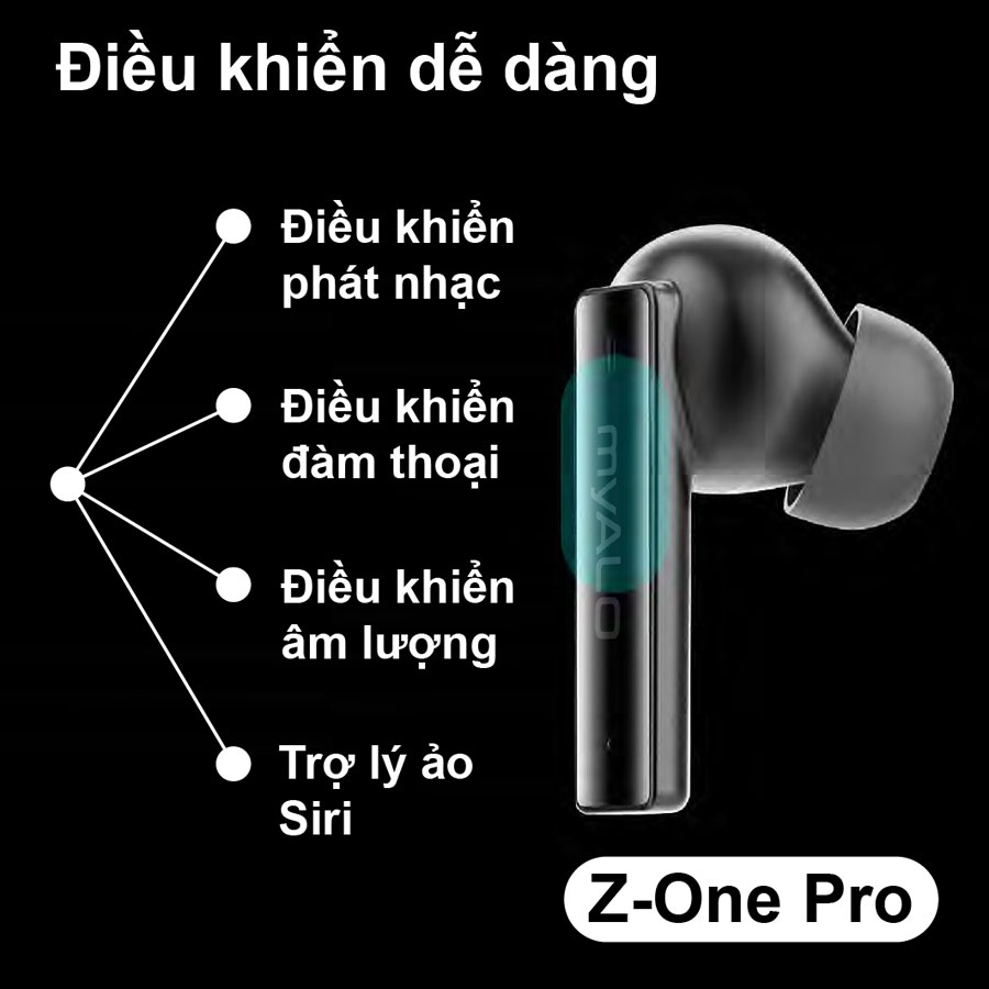 Tai nghe không dây myALO Z-One Pro: tai nghe Bluetooth 5.3 | Pin 40 giờ | Chống nước IPX4 | Thiết kế công thái học | Điều khiển cảm ứng thông minh | Hộp sạc chế tác từ Hợp kim đúc nguyên khối | Hàng chính hãng