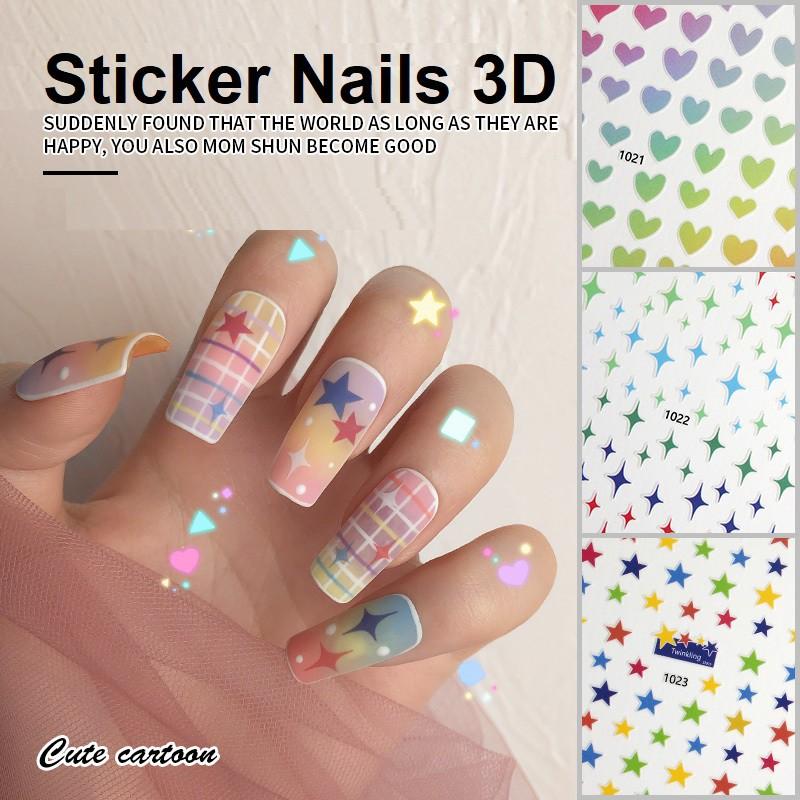 Sticker 3D Ngôi Sao Bling Bling Đủ Màu - Hình dán móng tay