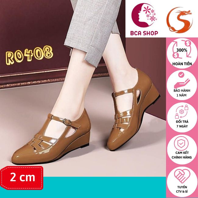 Giày đế xuồng nữ gót thấp 2p ROSATA mẫu RO408 cách điệu phần mũi với nhiều dây lạ mắt và sang trọng tại BCASHOP - màu nâu