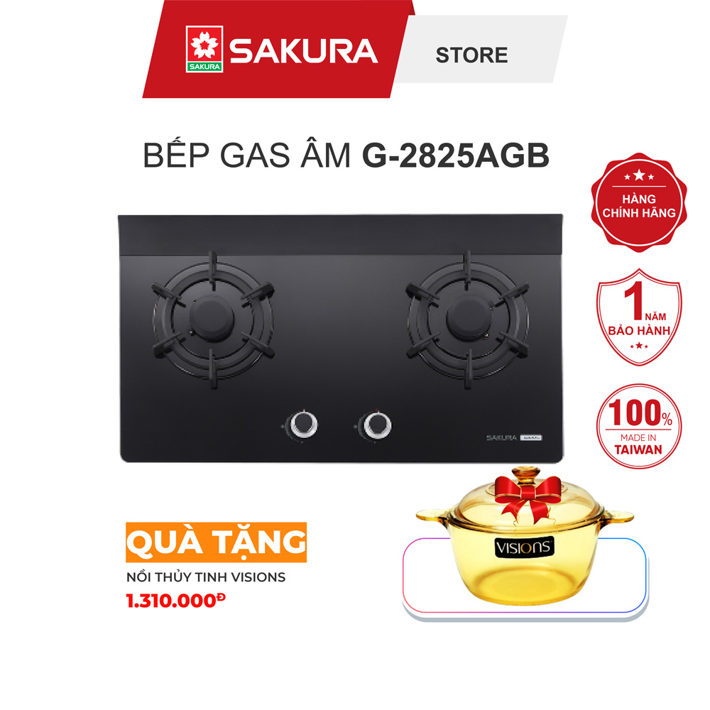 Bếp Gas Âm SAKURA G-2825AGB (Made in Taiwan) Hàng Chính Hãng