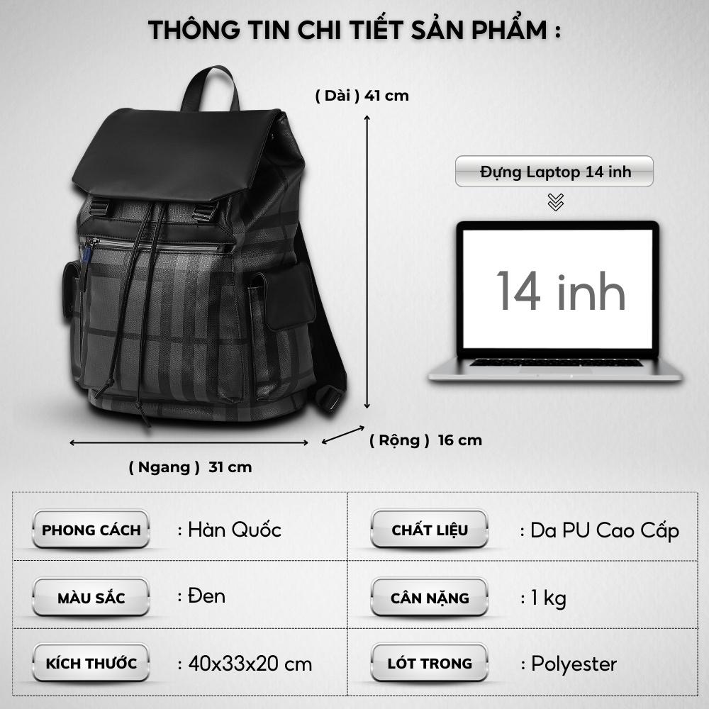 Balo da thời trang nam nữ da PU cao cấp chống thấm nước cặp đi học đi chơi ulzzang balo đựng laptop 15.6 inh -