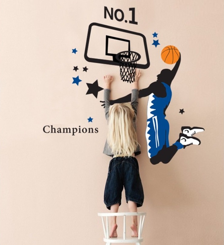 Decal dán tường bóng rổ Champions