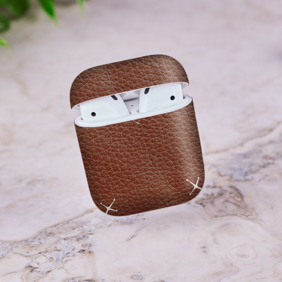 Miếng dán skin chống bẩn cho tai nghe AirPods in hình Vân Da - Da016 (bản không dây 1 và 2