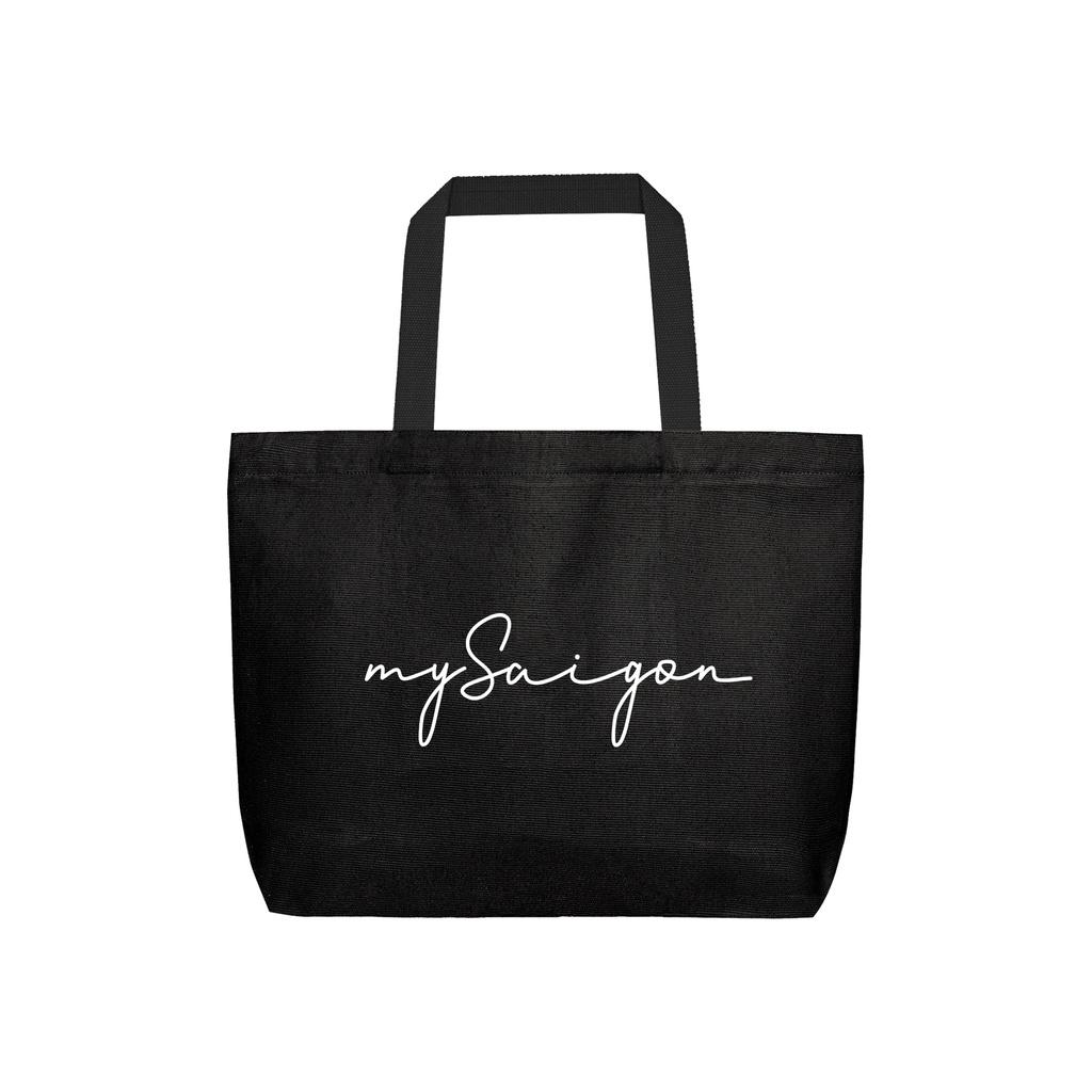 Túi Tote Vải Canvas Cao Cấp - Size lớn, Dây đeo không nhăn, Có khóa kéo, Ngăn phụ bên trong - My Saigon Ver 1