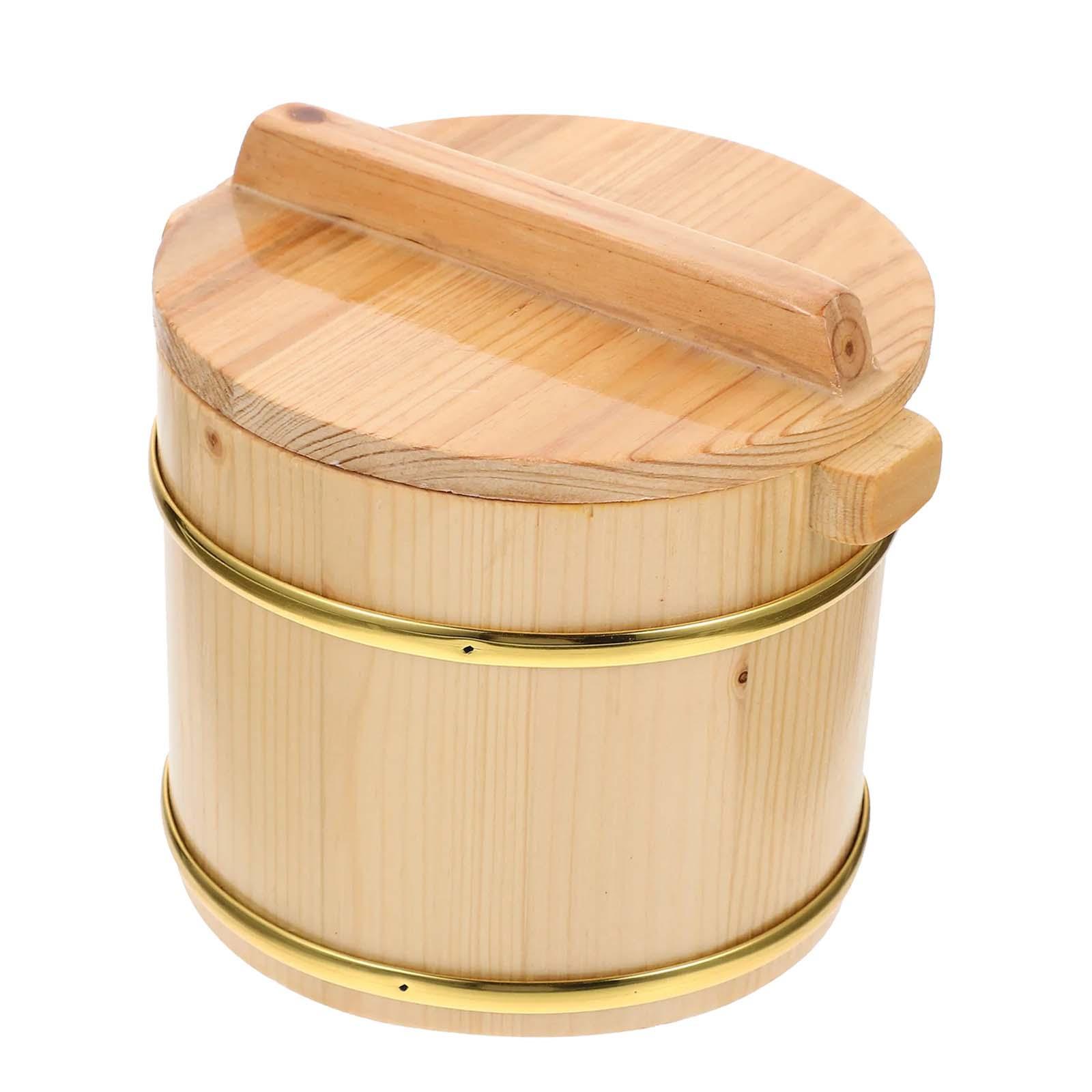 Japanese Rice Bucket, Wooden Sushi Rice Bowl, Reusable 16cm for Restaurant Kitchen Home