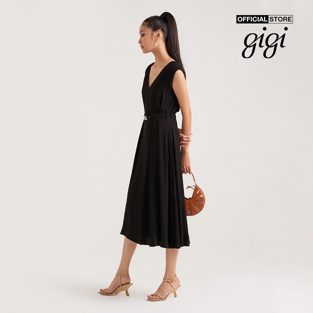 GIGI - Đầm midi cổ V sát nách thời trang G2102D221166