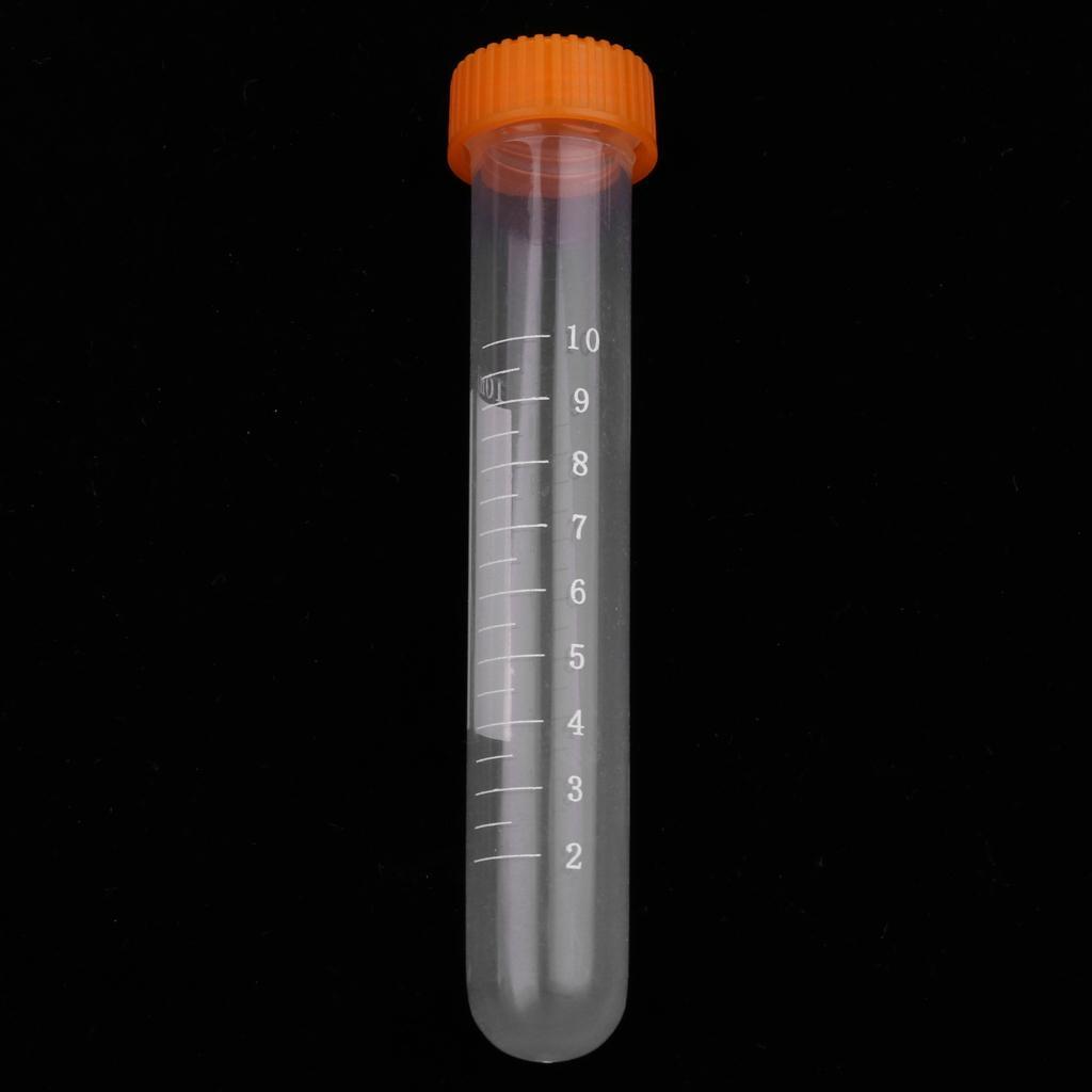 20Pcs Plastic Graduated Cylinder Centrifuge Tube Laboratory Test w/ Lid 10ml