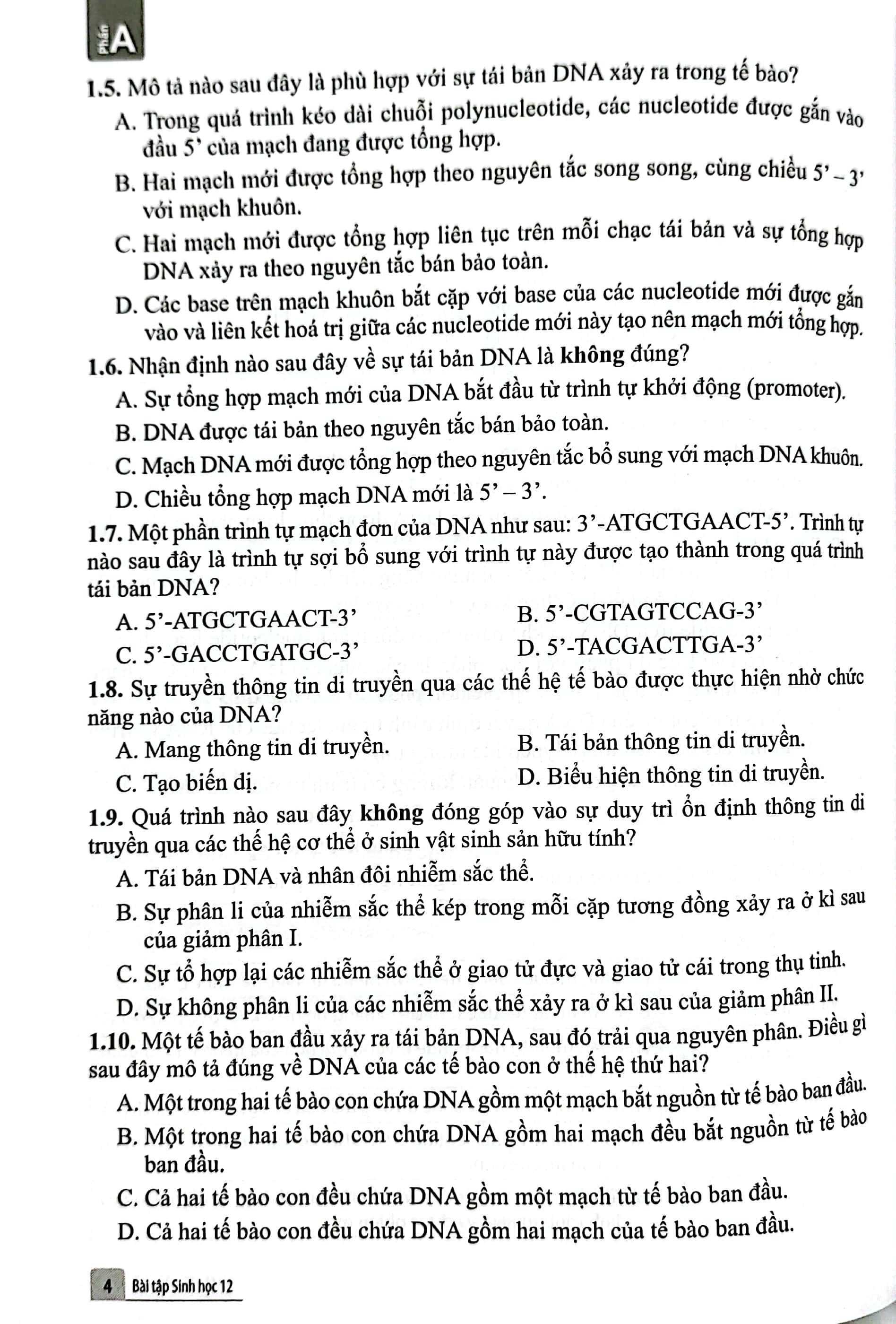 Bài Tập Sinh Học 12 (Cánh Diều) (Chuẩn)