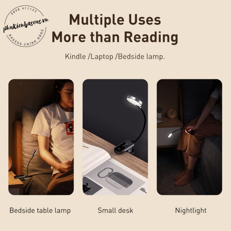 Đèn đọc sách kẹp bàn BASEUS Comfort Reading Mini Clip Lamp không dây cảm ứng