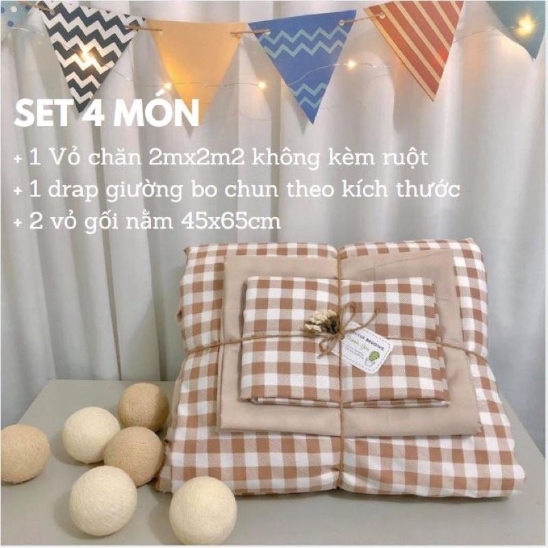 Bộ chăn ga gối Cotton Poly Hàn Quốc miễn phí bo chun ga giường bọc đệm