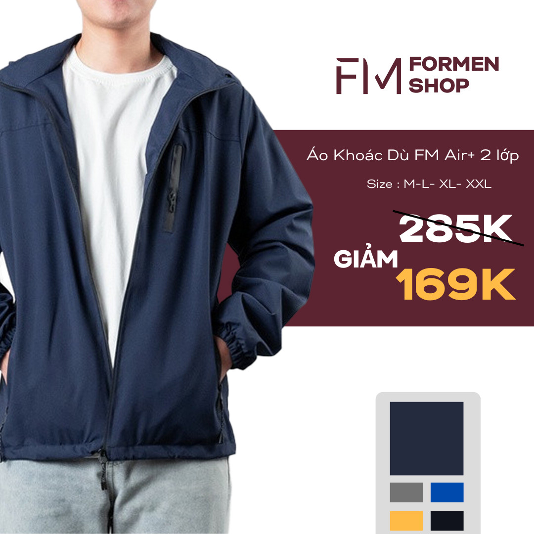 Áo khoác dù chống nắng nam, túi khóa kéo, nón có thể tách rời tiện lợi - FORMENSHOP - FMTHT050