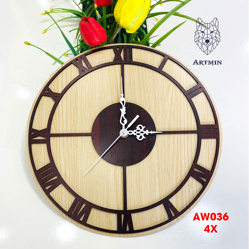 AW036 - Đồng Hồ Gỗ Decor Nhà Cổ Điển – Đồng Hồ Treo Tường Trang Trí Cực Xinh