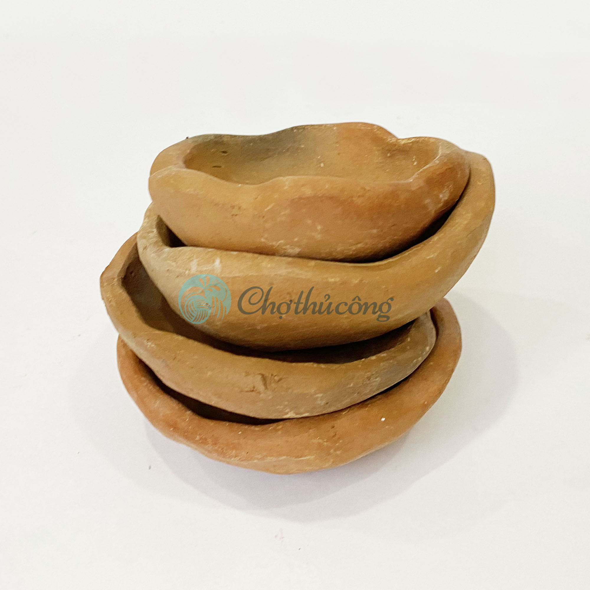 Combo 3 Chén đất nung thủ công Gốm Chăm Bàu Trúc dùng làm đế gác đũa thìa, chén gia vị, kê đũa muỗng vintage