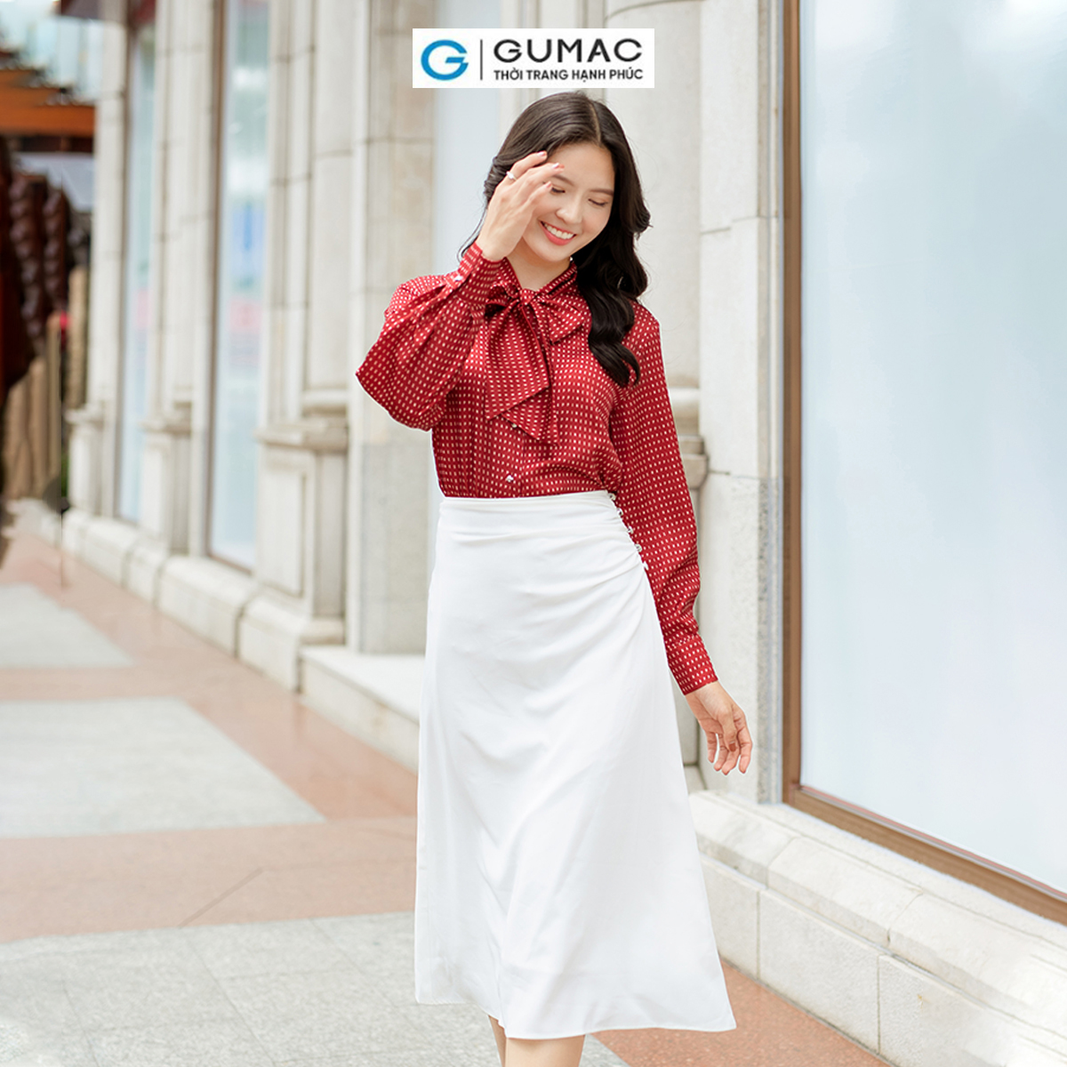 Chân váy A nhún sườn thời thượng sang trọng thời trang GUMAC VD06034