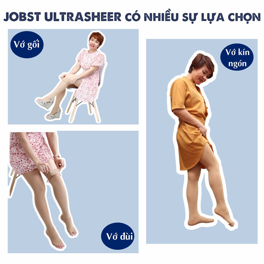 Vớ Y Khoa JOBST Ultrasheer (Cực Siêu Mỏng) (Đen, Kín Ngón) | Tất Suy Giãn Tĩnh Mạch 100% USA Mỹ -VT0893