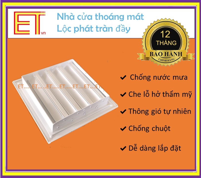 Chớp ô thoáng ngoài trời CHỐNG HẮT MƯA đa năng, chất liệu nhôm sơn tĩnh điện, siêu bền, không biến đổi màu,  cho quạt thông gió, lỗ thoáng, lam gió