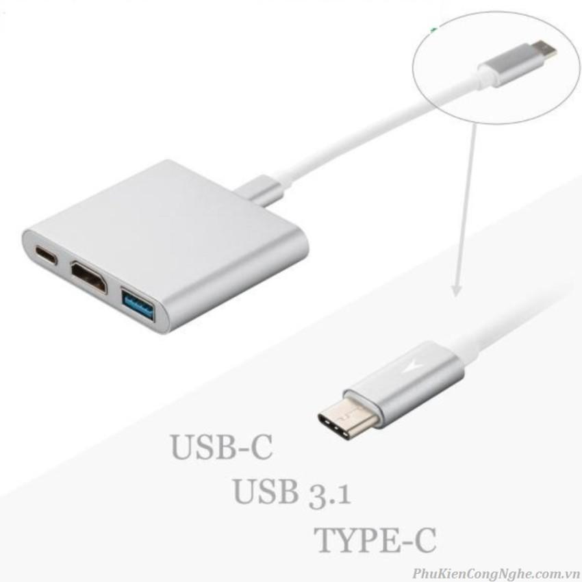 Cáp chuyển USB Type C sang HDMI + USB 3.0 + TypeC