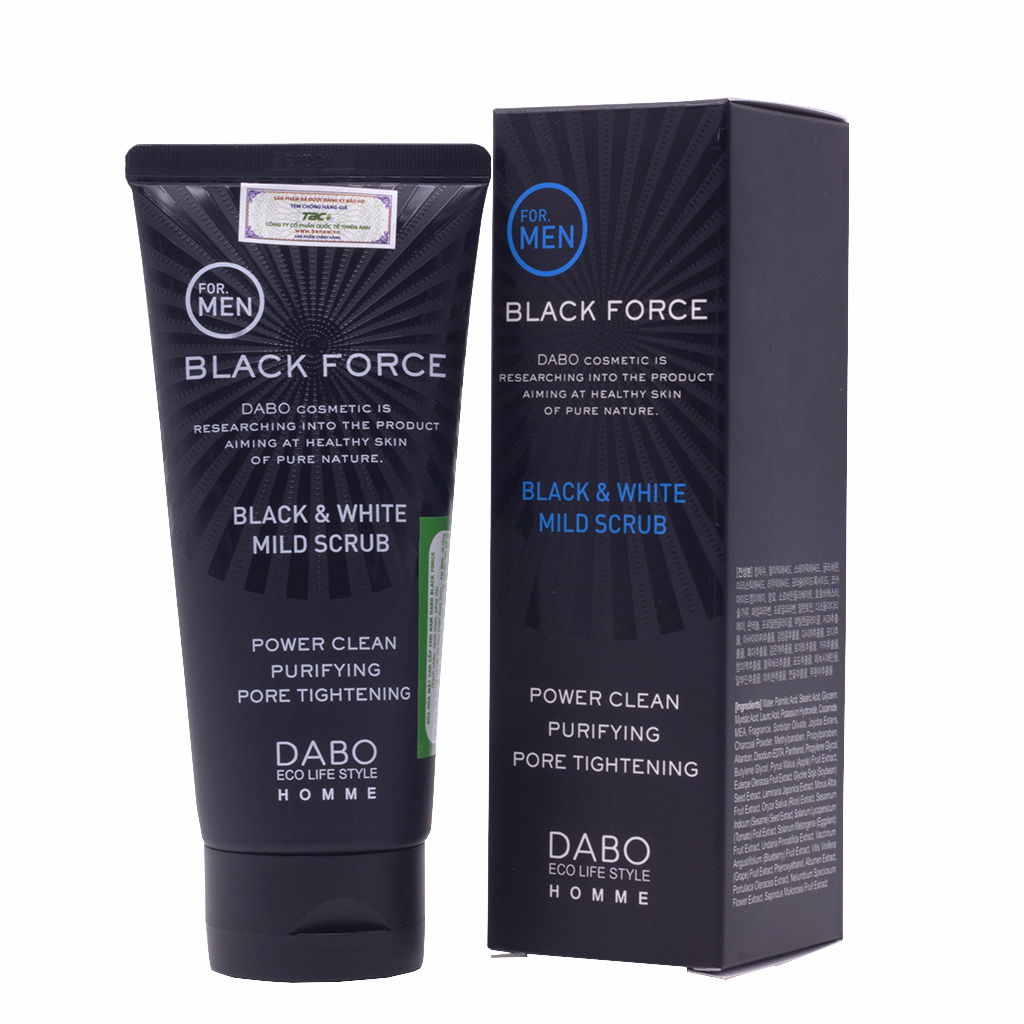 Como Sữa Rửa Nam Sạch Nhờn, Trắng Da Dabo Black Force (120ml) + Tặng Bông Bọt Biển Rửa Mặt Cao Cấp Hàn Quốc Mira Colous - Hàng chính hãng