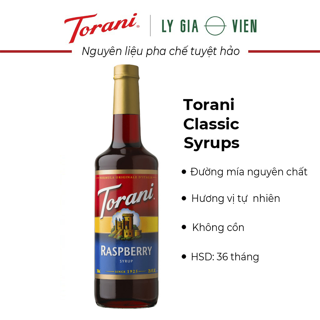 Siro Pha Chế Vị Phúc Bồn Tử Torani Classic Raspberry Syrup 750ml Mỹ