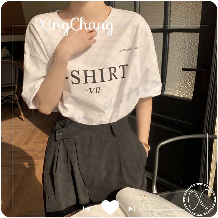 Áo phông nữ form rộng tay lỡ, Áo phông hè chất mịn đẹp nữ tính in T-Shirt mã TLW.28