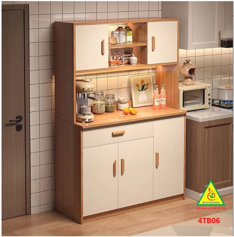 Tủ bếp gia đình gỗ MDF phong cách hiện đại 4TB06 - Nội thất lắp ráp Viendong Adv